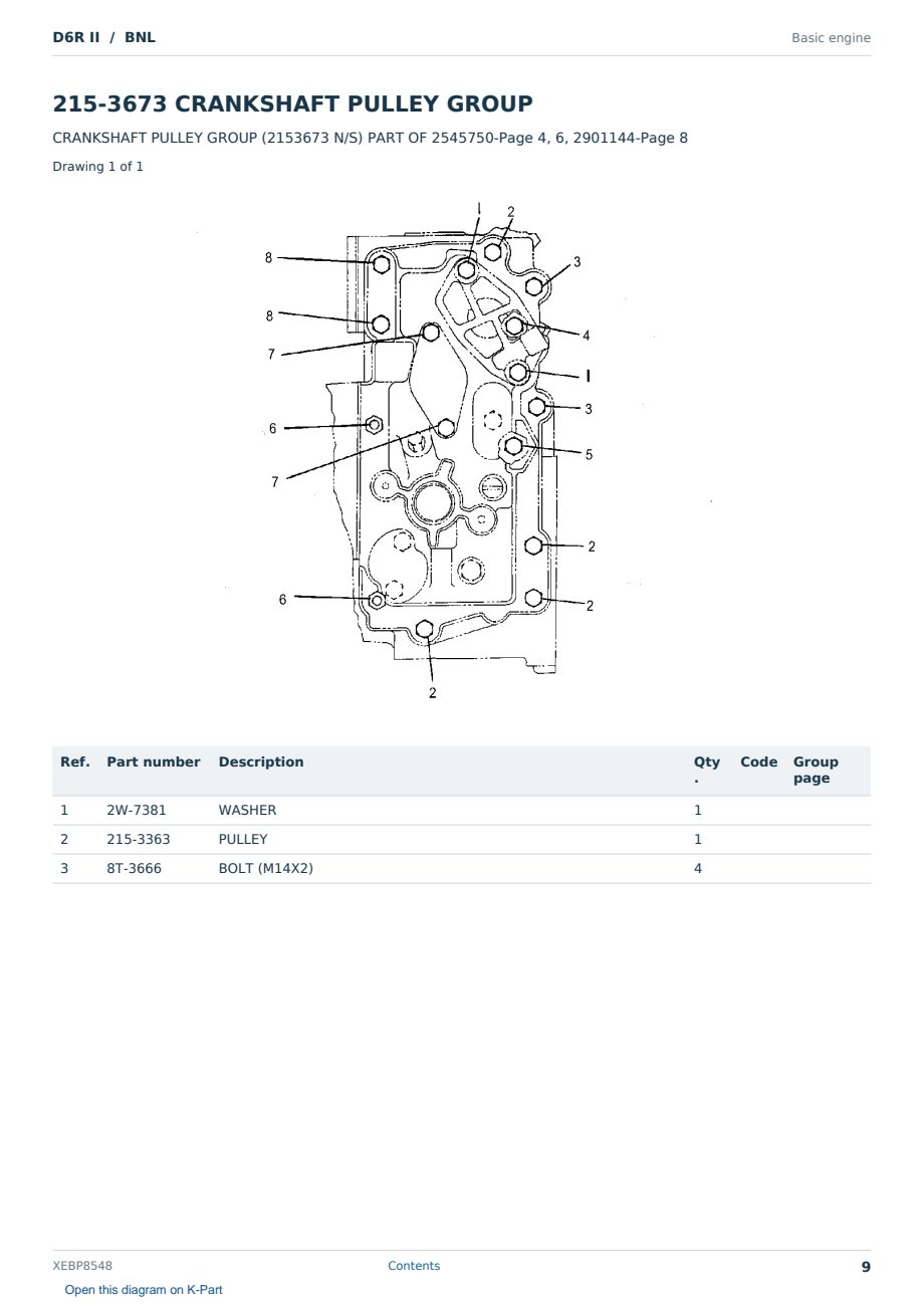 Caterpillar D6R II S/N BNL Partsbook XEBP8548 (English) - sample page 9 of 10 Caterpillar D6R II S/N BNL Partsbook XEBP8548 (English) - sample page 9 of 10
