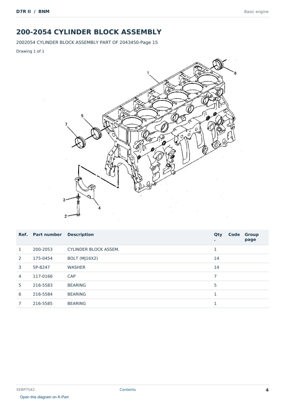 Caterpillar D7R II S/N BNM Partsbook XEBP7542 (English) - sample page 4 of 10 Caterpillar D7R II S/N BNM Partsbook XEBP7542 (English) - sample page 4 of 10