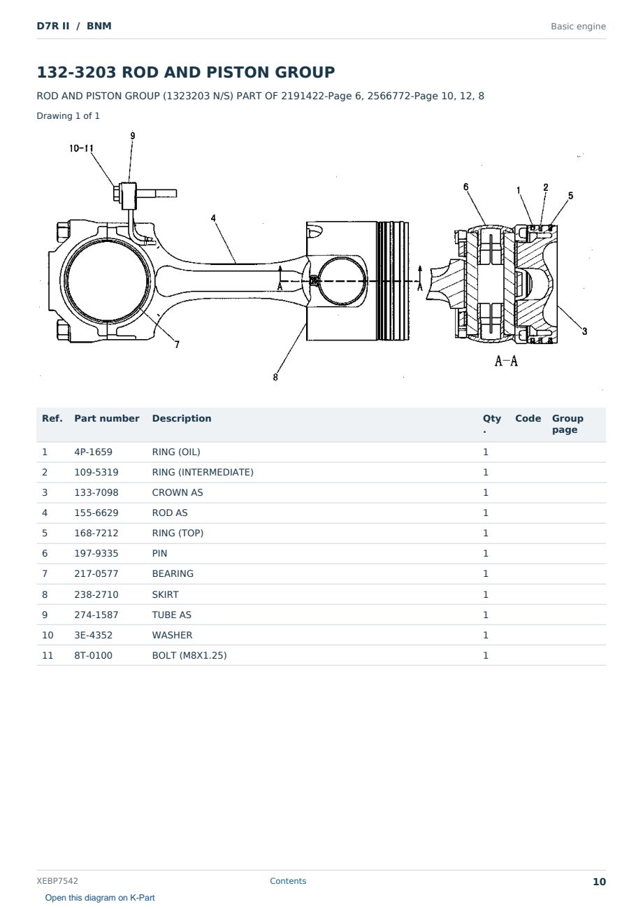 Caterpillar D7R II S/N BNM Partsbook XEBP7542 (English) - sample page 10 of 10 Caterpillar D7R II S/N BNM Partsbook XEBP7542 (English) - sample page 10 of 10