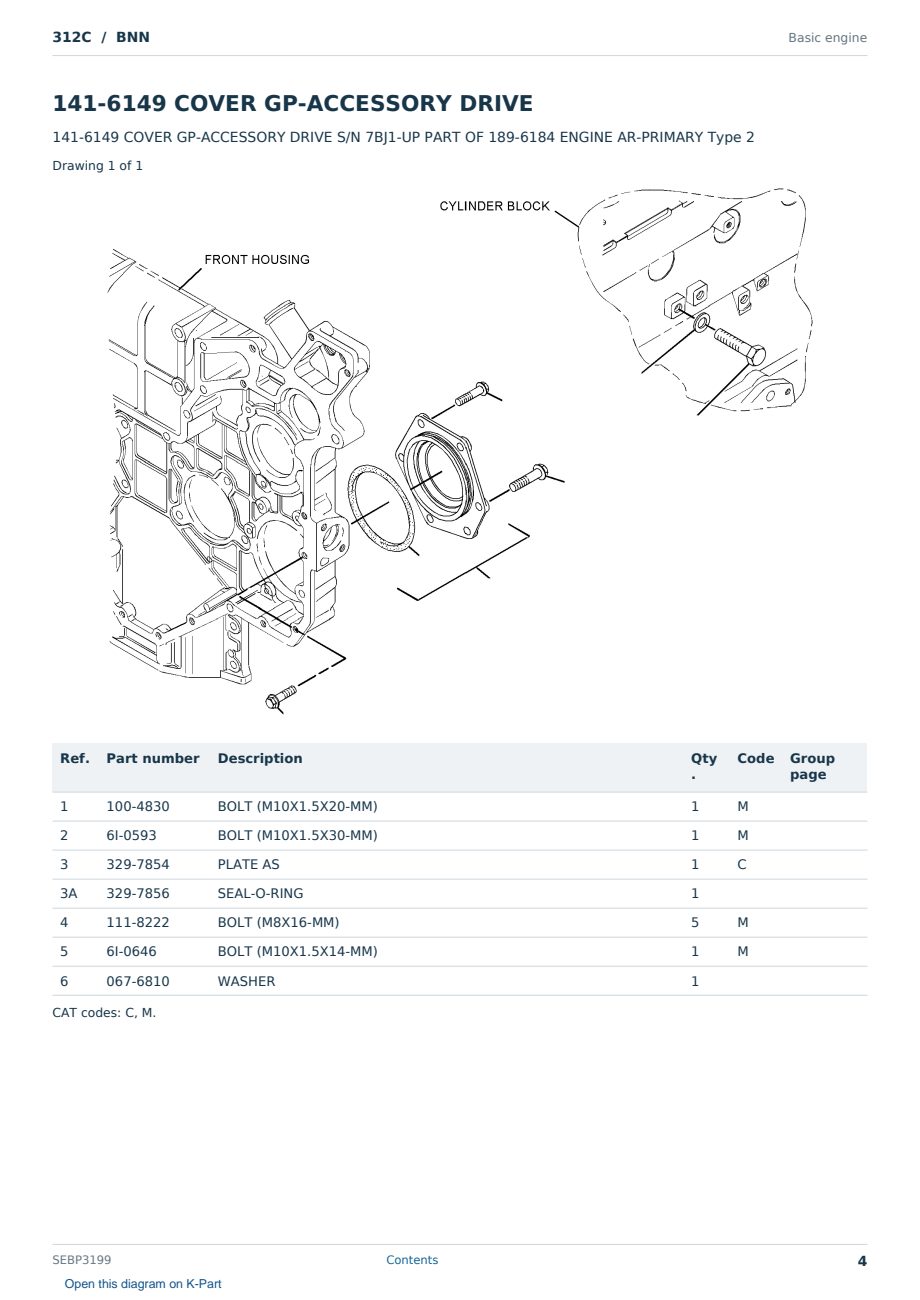 Caterpillar 312C S/N BNN Partsbook SEBP3199 (English) - sample page 4 of 10 Caterpillar 312C S/N BNN Partsbook SEBP3199 (English) - sample page 4 of 10