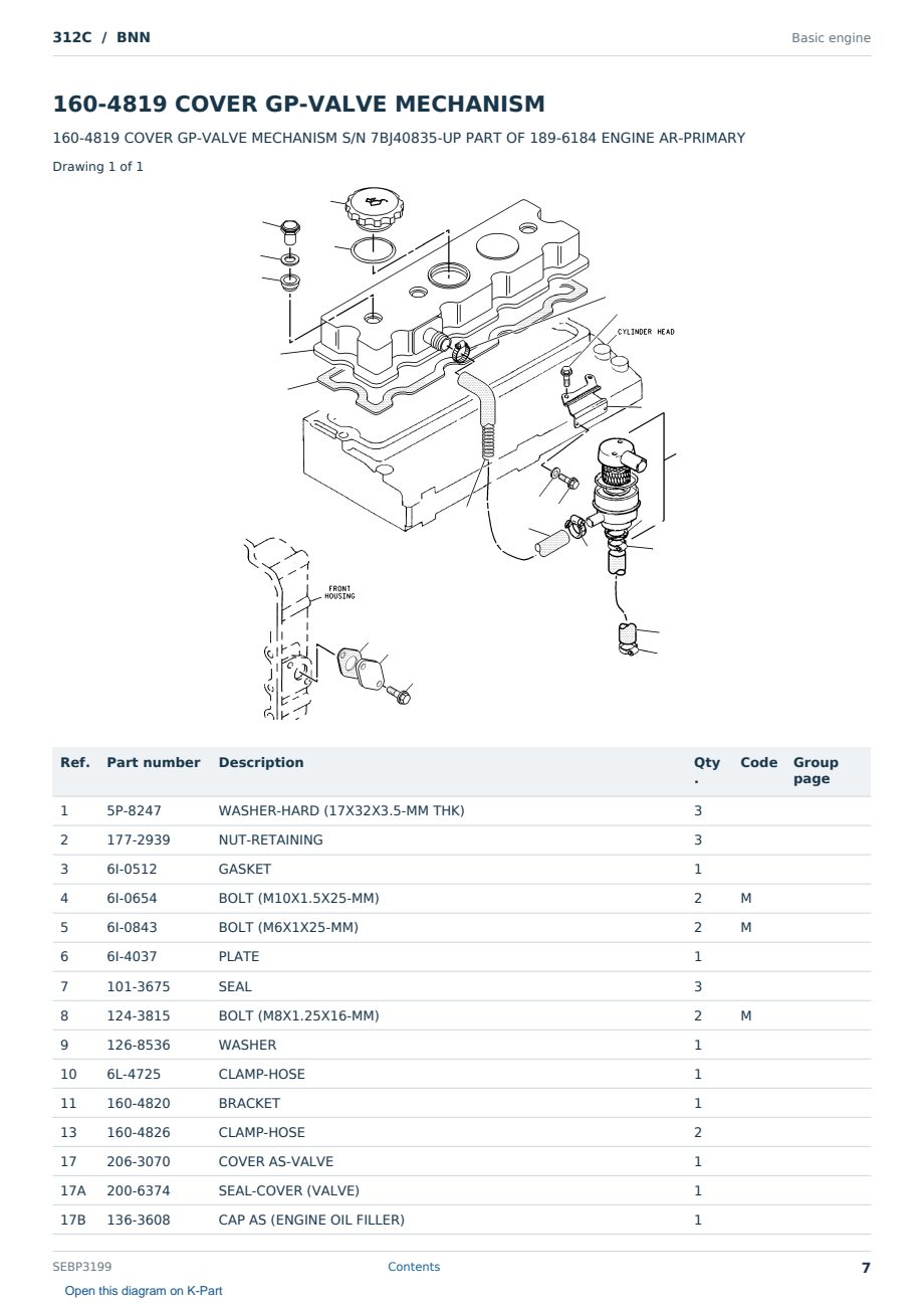 Caterpillar 312C S/N BNN Partsbook SEBP3199 (English) - sample page 7 of 10 Caterpillar 312C S/N BNN Partsbook SEBP3199 (English) - sample page 7 of 10