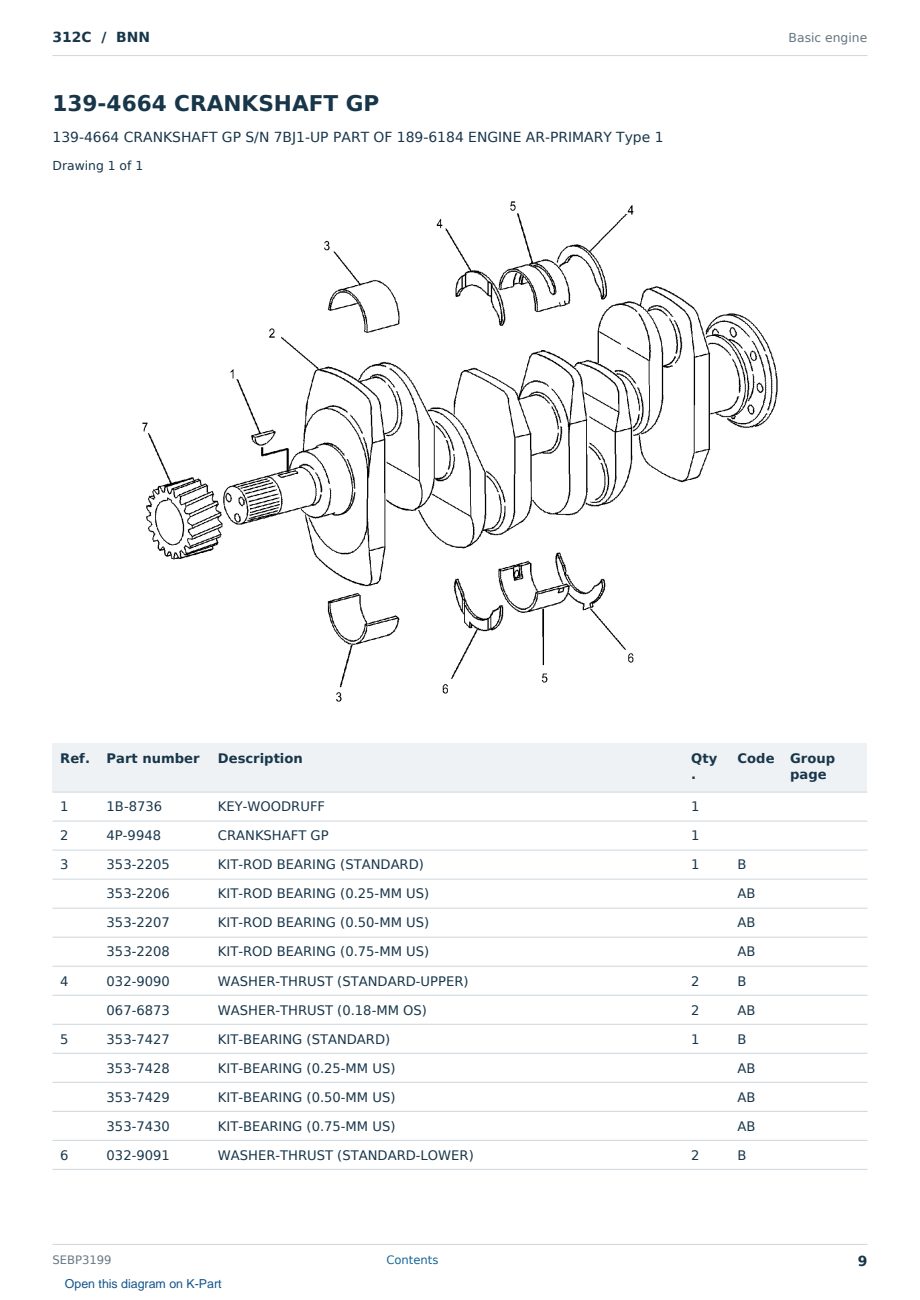Caterpillar 312C S/N BNN Partsbook SEBP3199 (English) - sample page 9 of 10 Caterpillar 312C S/N BNN Partsbook SEBP3199 (English) - sample page 9 of 10