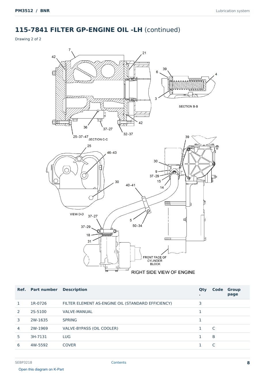 Caterpillar PM3512 S/N BNR Partsbook SEBP3218 (English) - sample page 8 of 10 Caterpillar PM3512 S/N BNR Partsbook SEBP3218 (English) - sample page 8 of 10