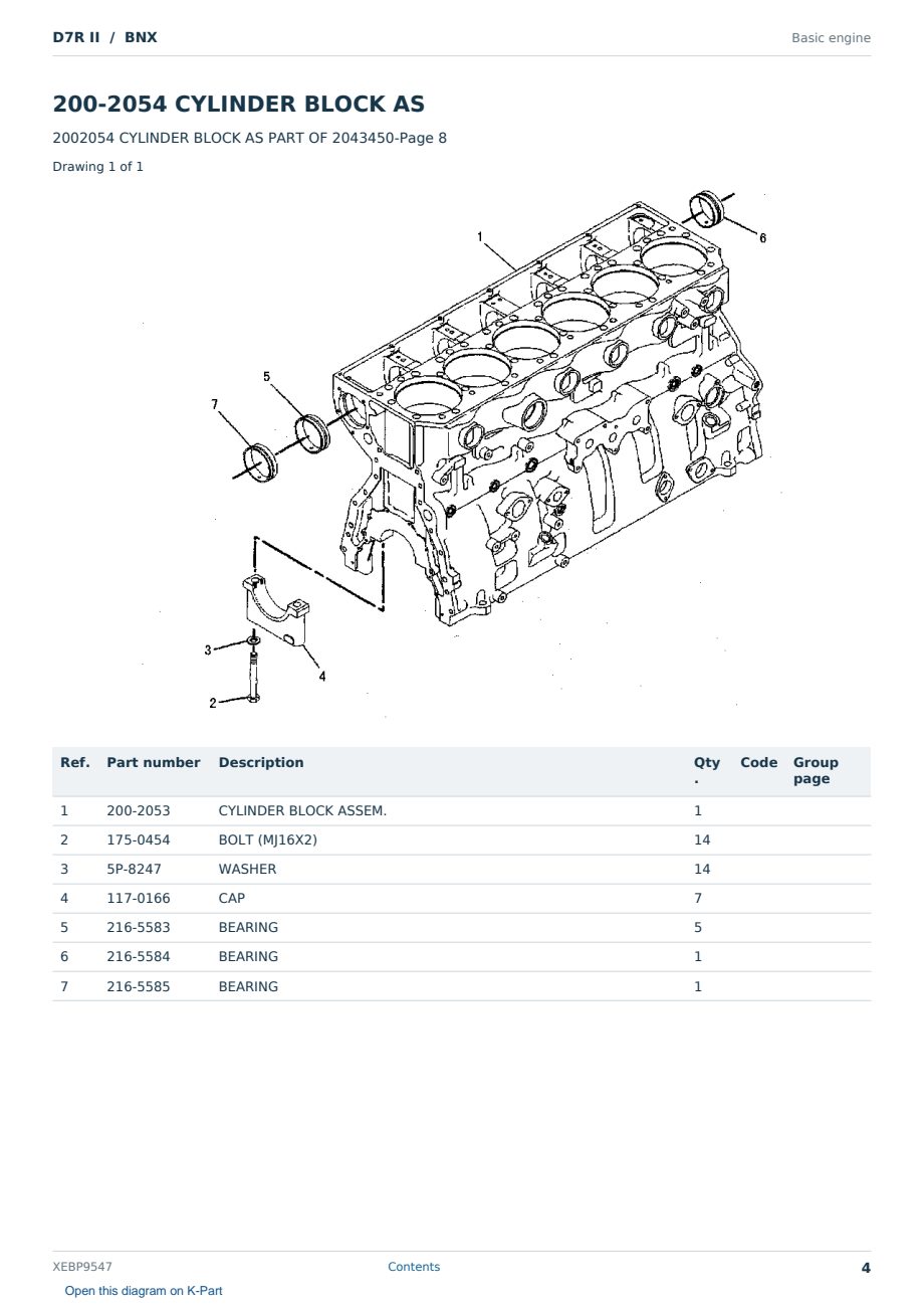 Caterpillar D7R II S/N BNX Partsbook XEBP9547 (English) - sample page 4 of 10 Caterpillar D7R II S/N BNX Partsbook XEBP9547 (English) - sample page 4 of 10
