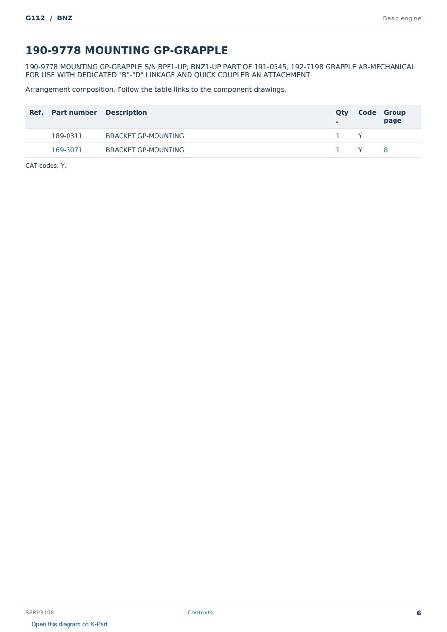 Caterpillar G112 S/N BNZ Partsbook SEBP3198 (English) - sample page 6 of 10 Caterpillar G112 S/N BNZ Partsbook SEBP3198 (English) - sample page 6 of 10