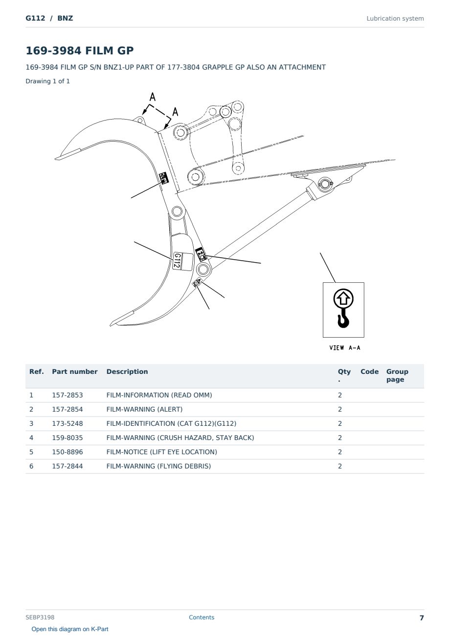 Caterpillar G112 S/N BNZ Partsbook SEBP3198 (English) - sample page 7 of 10 Caterpillar G112 S/N BNZ Partsbook SEBP3198 (English) - sample page 7 of 10