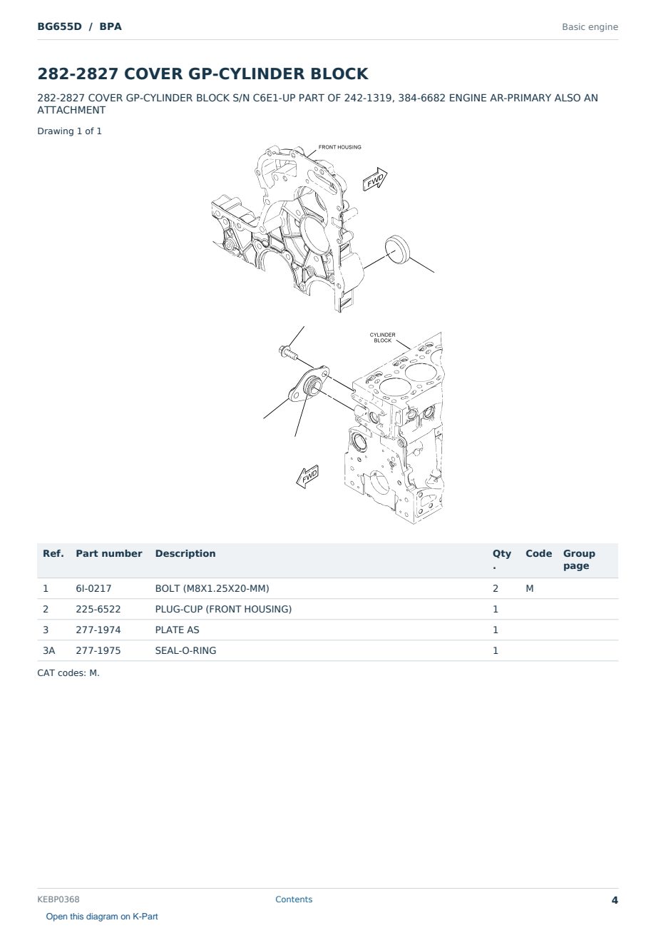 Caterpillar BG655D S/N BPA Partsbook KEBP0368 (English) - sample page 4 of 10 Caterpillar BG655D S/N BPA Partsbook KEBP0368 (English) - sample page 4 of 10