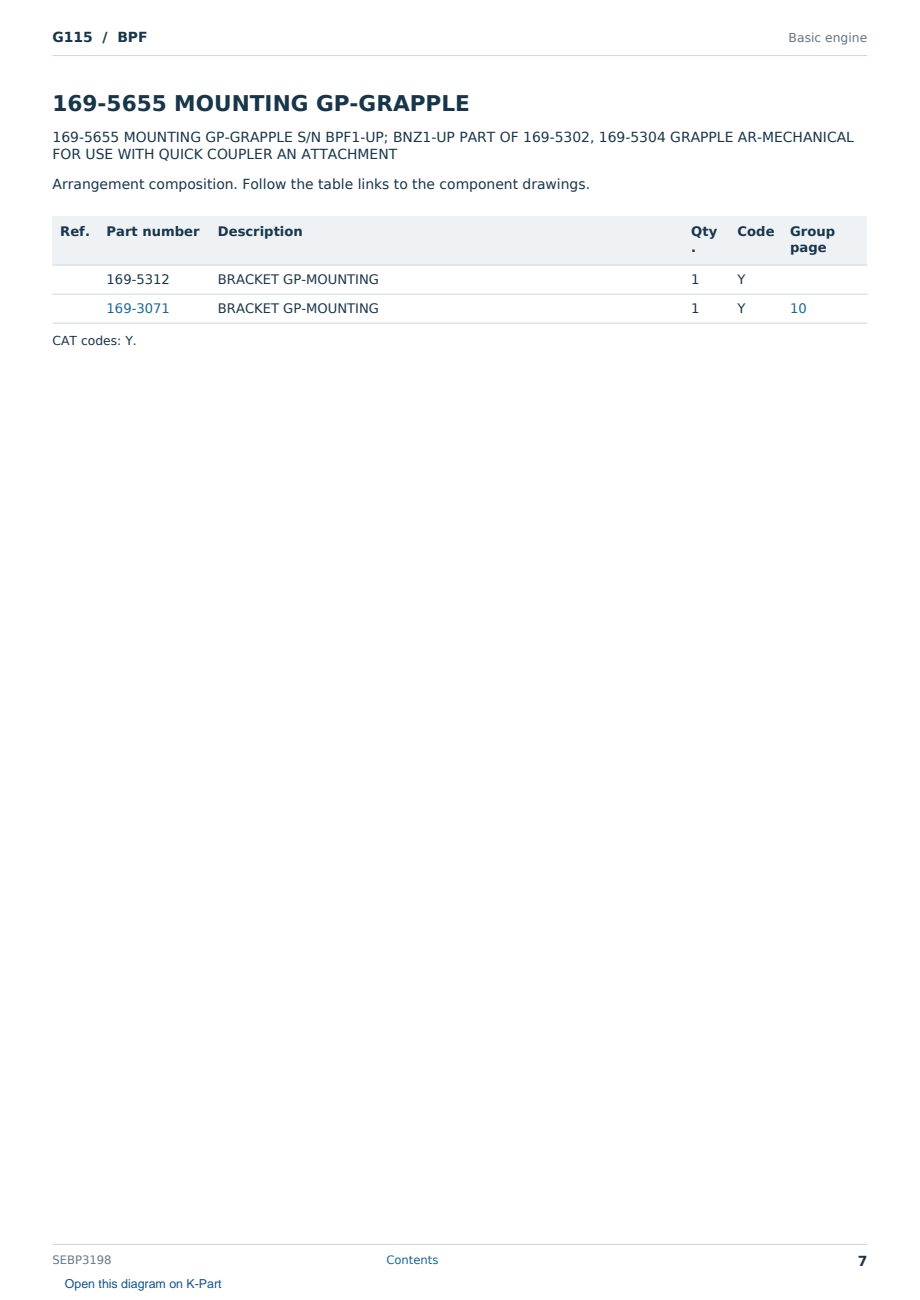 Caterpillar G115 S/N BPF Partsbook SEBP3198 (English) - sample page 7 of 10 Caterpillar G115 S/N BPF Partsbook SEBP3198 (English) - sample page 7 of 10