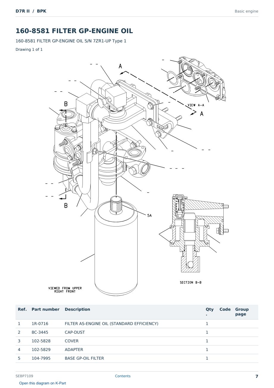 Caterpillar D7R II S/N BPK Partsbook SEBP7109 (English) - sample page 7 of 10 Caterpillar D7R II S/N BPK Partsbook SEBP7109 (English) - sample page 7 of 10