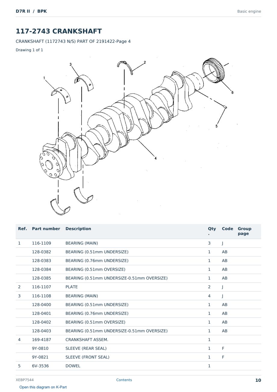 Caterpillar D7R II S/N BPK Partsbook XEBP7544 (English) - sample page 10 of 10 Caterpillar D7R II S/N BPK Partsbook XEBP7544 (English) - sample page 10 of 10