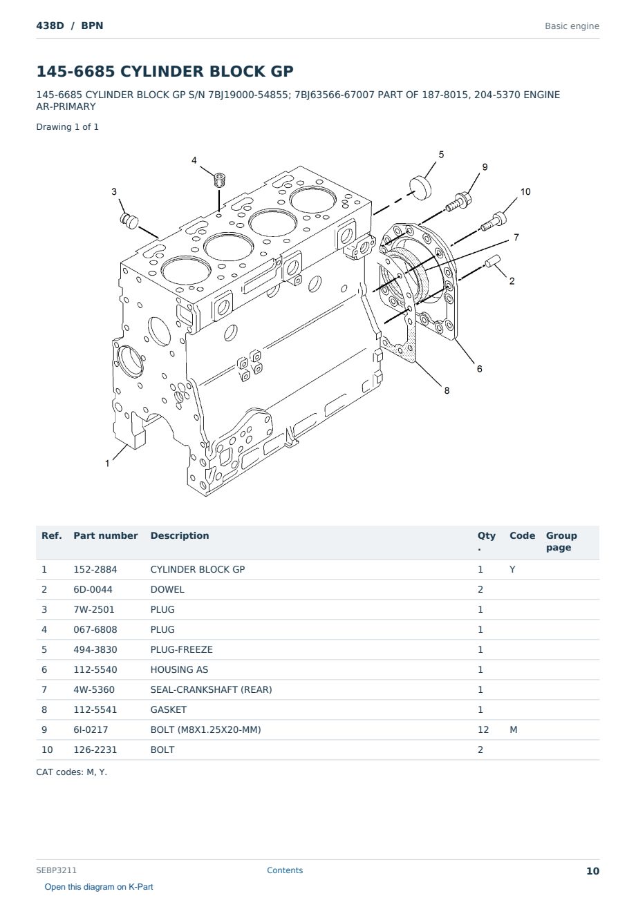 Caterpillar 438D S/N BPN Partsbook SEBP3211 (English) - sample page 10 of 10 Caterpillar 438D S/N BPN Partsbook SEBP3211 (English) - sample page 10 of 10