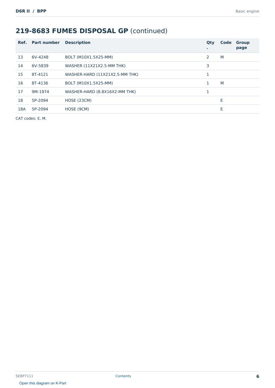 Caterpillar D6R II S/N BPP Partsbook SEBP7111 (English) - sample page 6 of 10 Caterpillar D6R II S/N BPP Partsbook SEBP7111 (English) - sample page 6 of 10