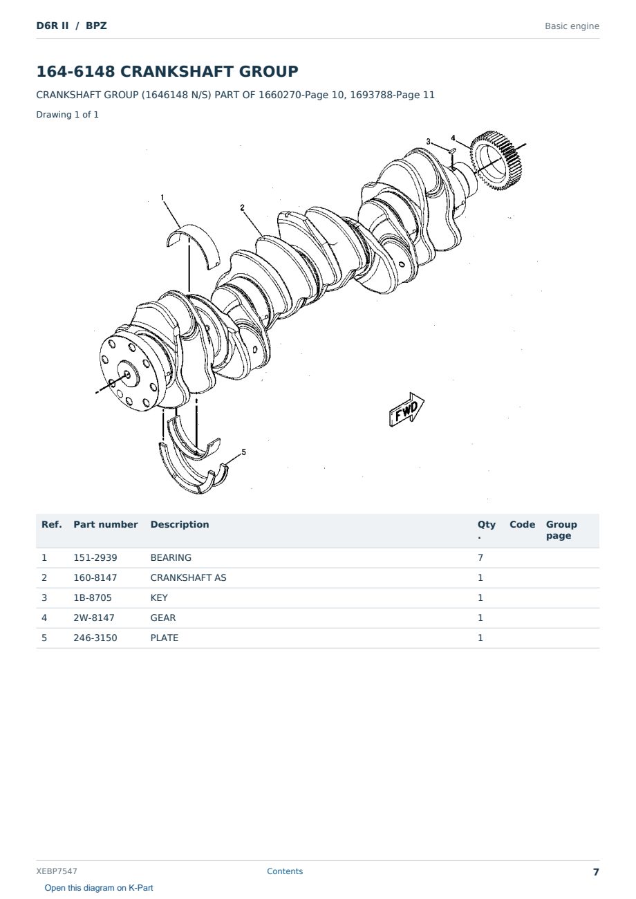 Caterpillar D6R II S/N BPZ Partsbook XEBP7547 (English) - sample page 7 of 10 Caterpillar D6R II S/N BPZ Partsbook XEBP7547 (English) - sample page 7 of 10