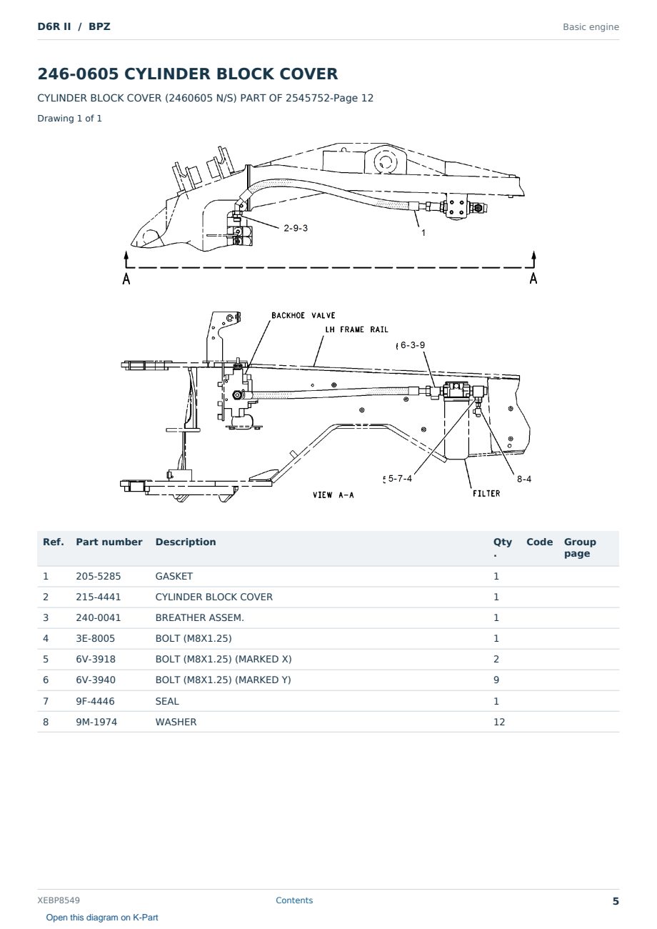 Caterpillar D6R II S/N BPZ Partsbook XEBP8549 (English) - sample page 5 of 10 Caterpillar D6R II S/N BPZ Partsbook XEBP8549 (English) - sample page 5 of 10