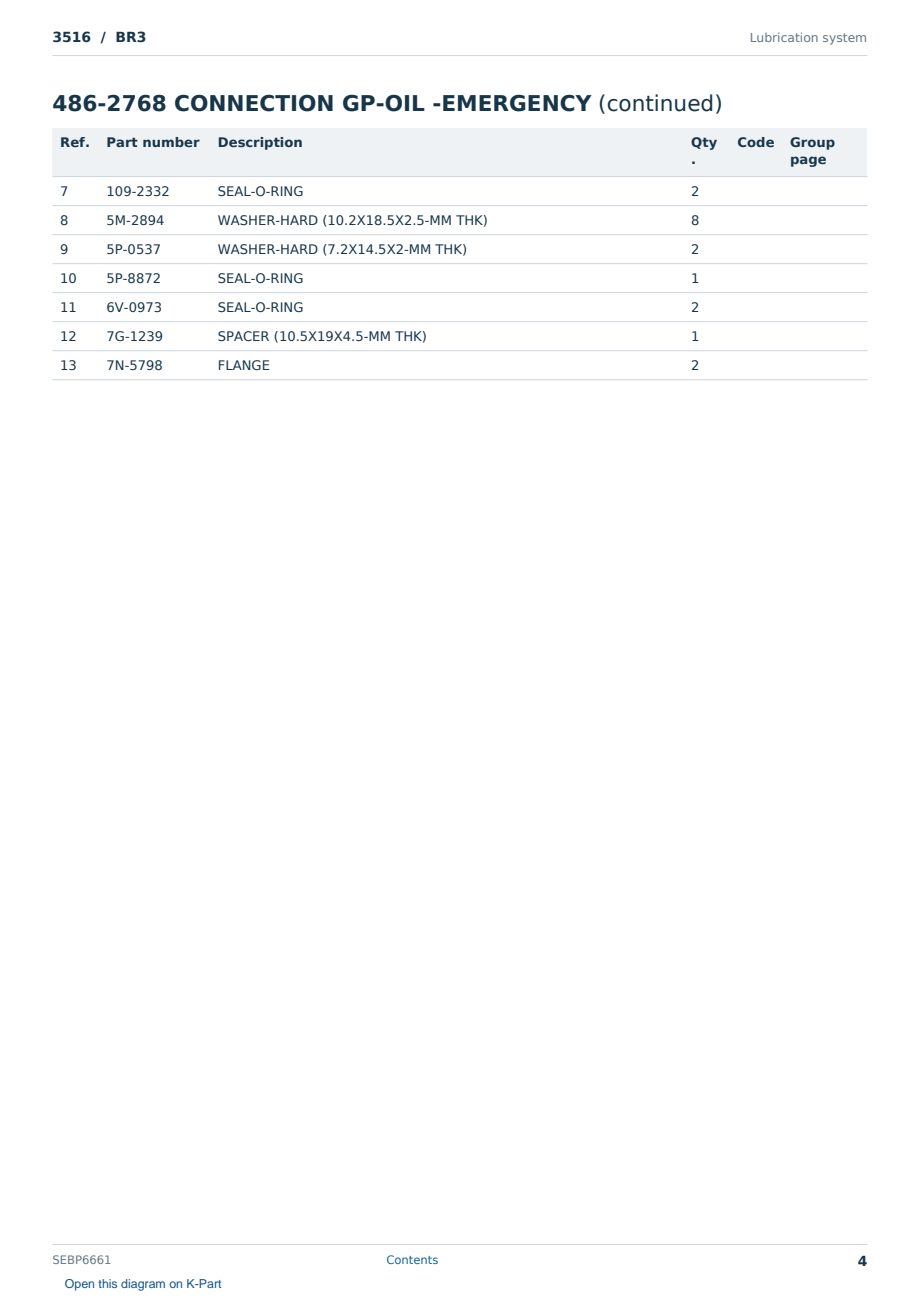 Caterpillar 3516 S/N BR3 Partsbook SEBP6661 (English) - sample page 4 of 10 Caterpillar 3516 S/N BR3 Partsbook SEBP6661 (English) - sample page 4 of 10