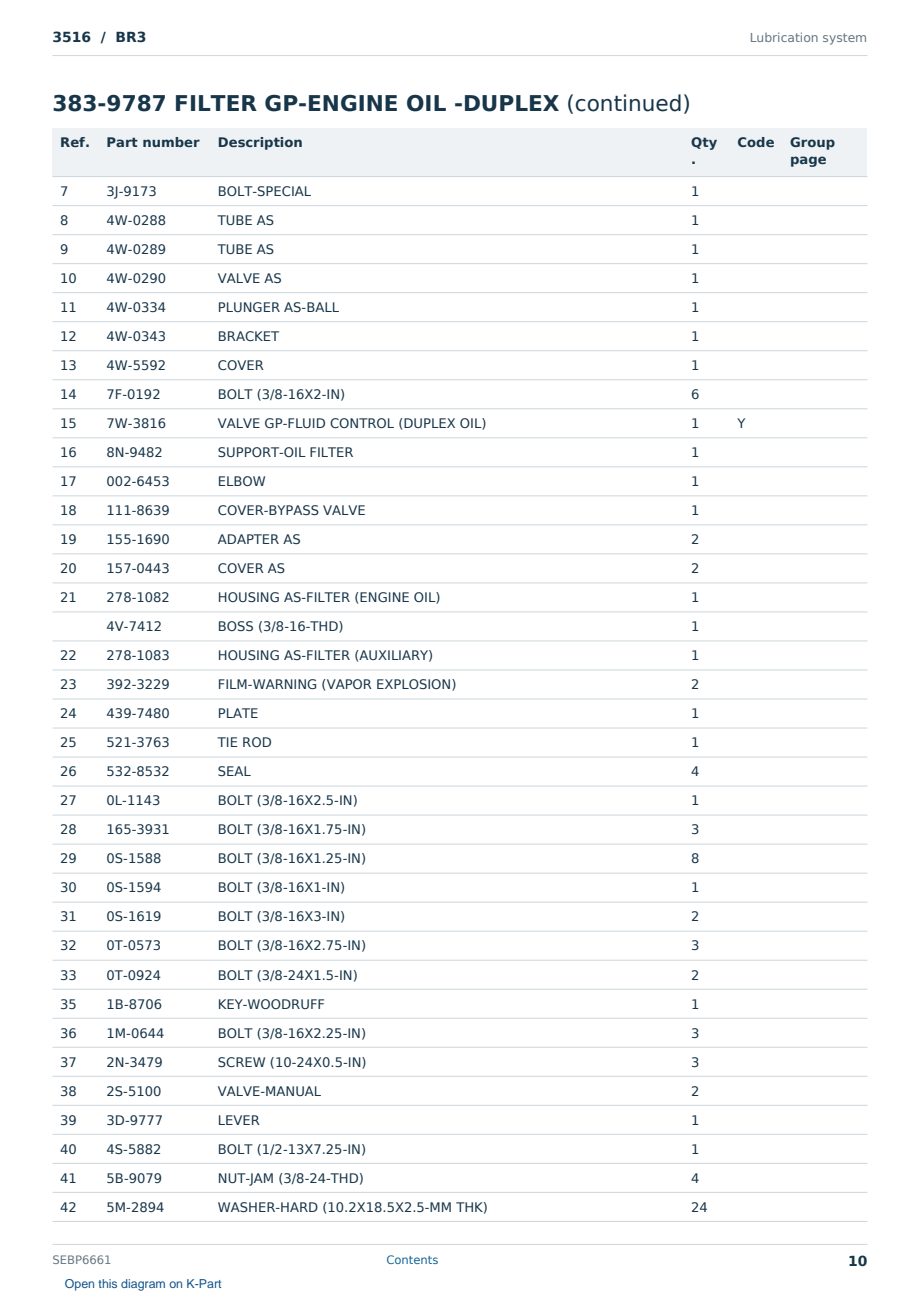 Caterpillar 3516 S/N BR3 Partsbook SEBP6661 (English) - sample page 10 of 10 Caterpillar 3516 S/N BR3 Partsbook SEBP6661 (English) - sample page 10 of 10