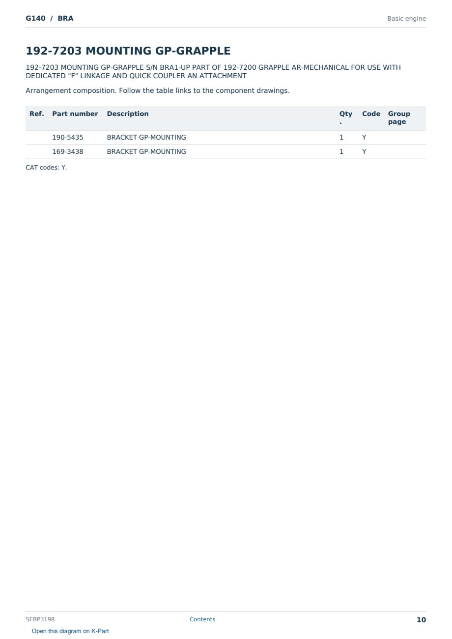 Caterpillar G140 S/N BRA Partsbook SEBP3198 (English) - sample page 10 of 10 Caterpillar G140 S/N BRA Partsbook SEBP3198 (English) - sample page 10 of 10