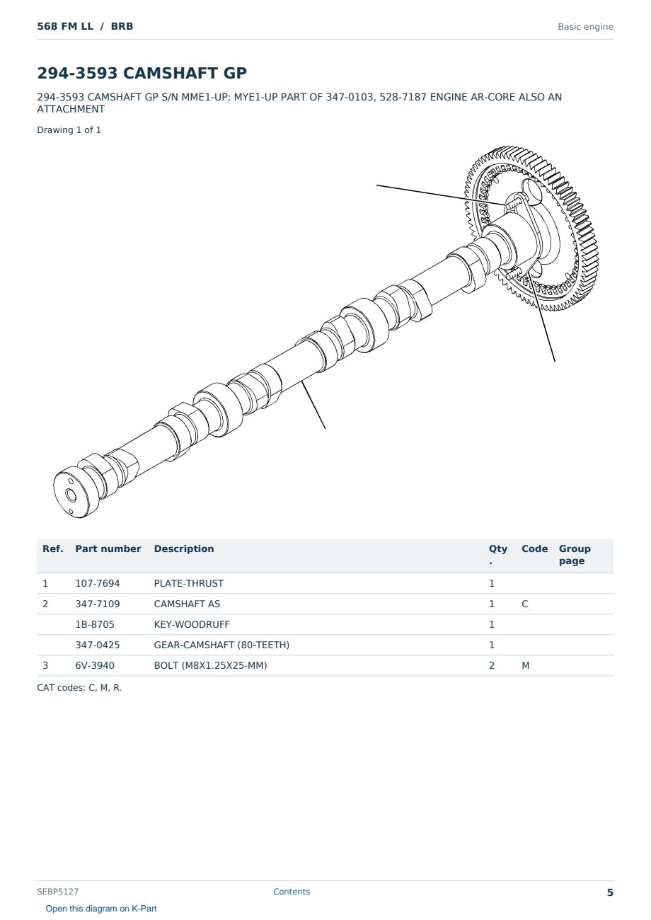 Caterpillar 568 FM LL S/N BRB Partsbook SEBP5127 (English) - sample page 5 of 10 Caterpillar 568 FM LL S/N BRB Partsbook SEBP5127 (English) - sample page 5 of 10