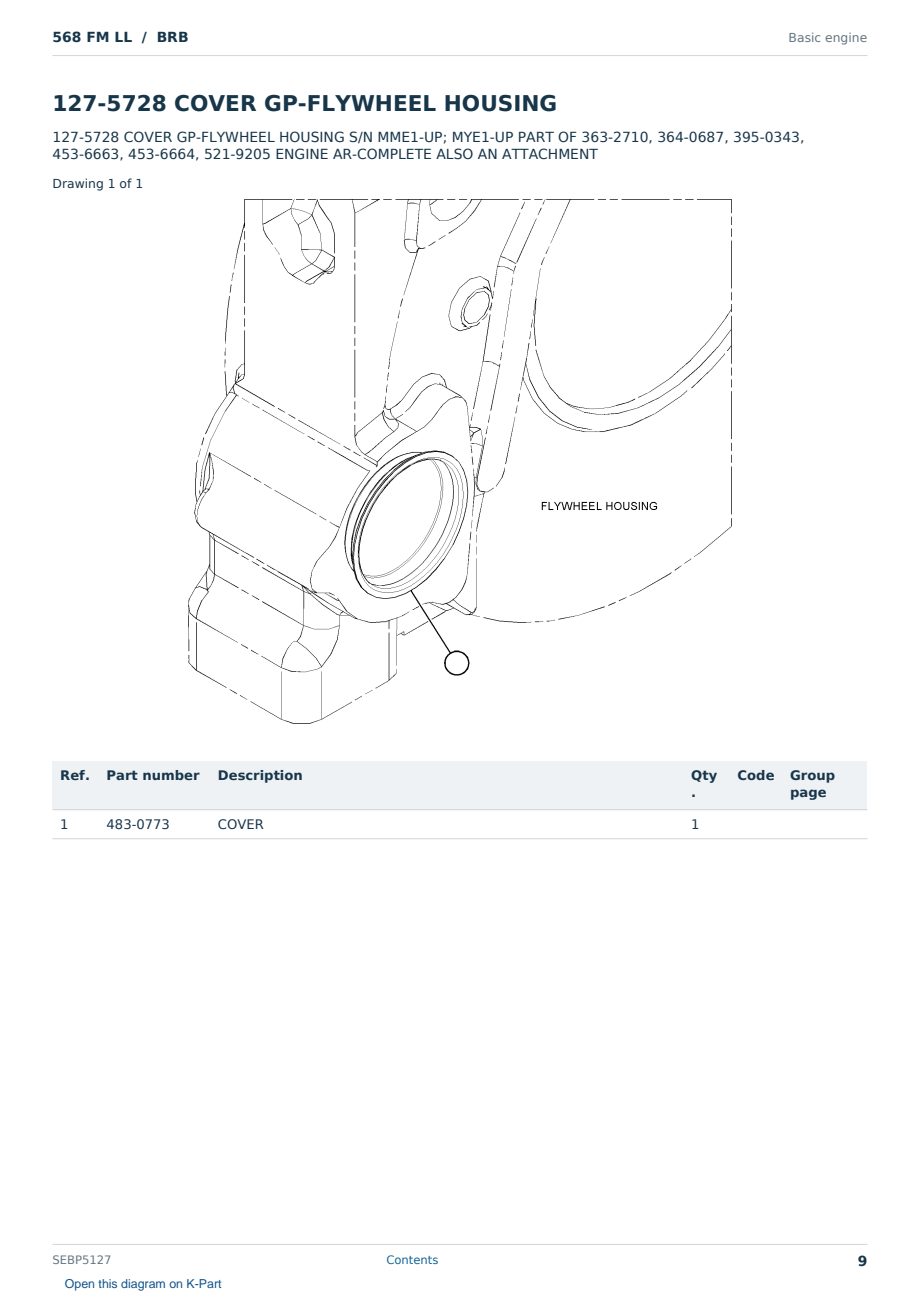 Caterpillar 568 FM LL S/N BRB Partsbook SEBP5127 (English) - sample page 9 of 10 Caterpillar 568 FM LL S/N BRB Partsbook SEBP5127 (English) - sample page 9 of 10