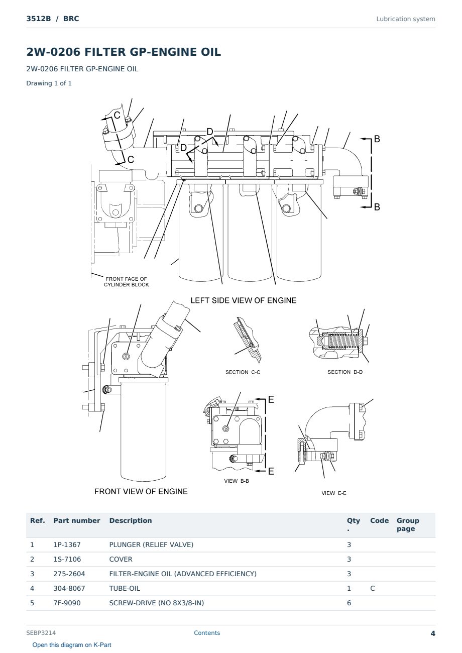 Caterpillar 3512B S/N BRC Partsbook SEBP3214 (English) - sample page 4 of 10 Caterpillar 3512B S/N BRC Partsbook SEBP3214 (English) - sample page 4 of 10