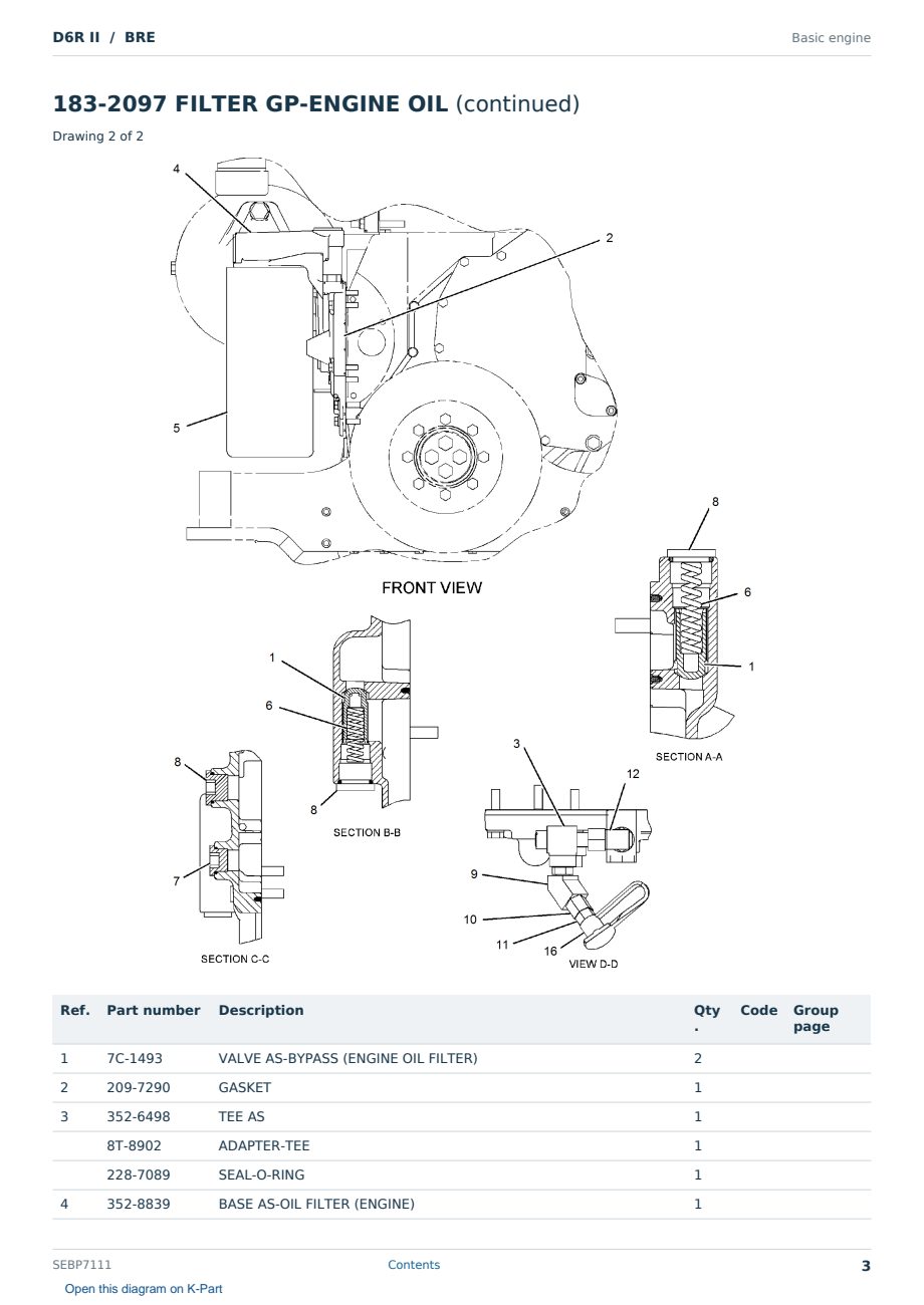 Caterpillar D6R II S/N BRE Partsbook SEBP7111 (English) - sample page 3 of 10 Caterpillar D6R II S/N BRE Partsbook SEBP7111 (English) - sample page 3 of 10
