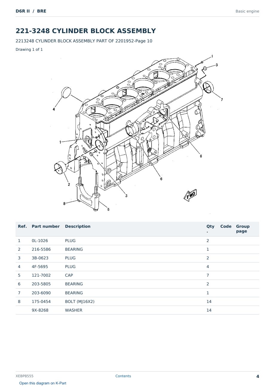 Caterpillar D6R II S/N BRE Partsbook XEBP8555 (English) - sample page 4 of 10 Caterpillar D6R II S/N BRE Partsbook XEBP8555 (English) - sample page 4 of 10