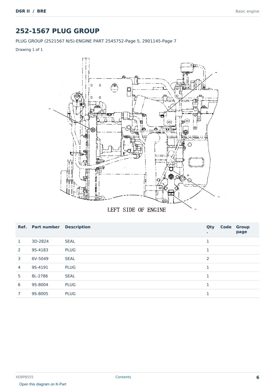 Caterpillar D6R II S/N BRE Partsbook XEBP8555 (English) - sample page 6 of 10 Caterpillar D6R II S/N BRE Partsbook XEBP8555 (English) - sample page 6 of 10