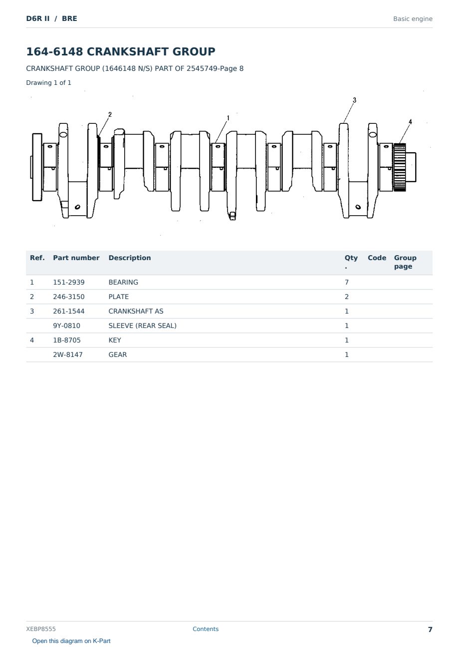 Caterpillar D6R II S/N BRE Partsbook XEBP8555 (English) - sample page 7 of 10 Caterpillar D6R II S/N BRE Partsbook XEBP8555 (English) - sample page 7 of 10