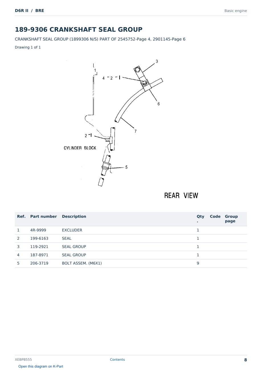 Caterpillar D6R II S/N BRE Partsbook XEBP8555 (English) - sample page 8 of 10 Caterpillar D6R II S/N BRE Partsbook XEBP8555 (English) - sample page 8 of 10