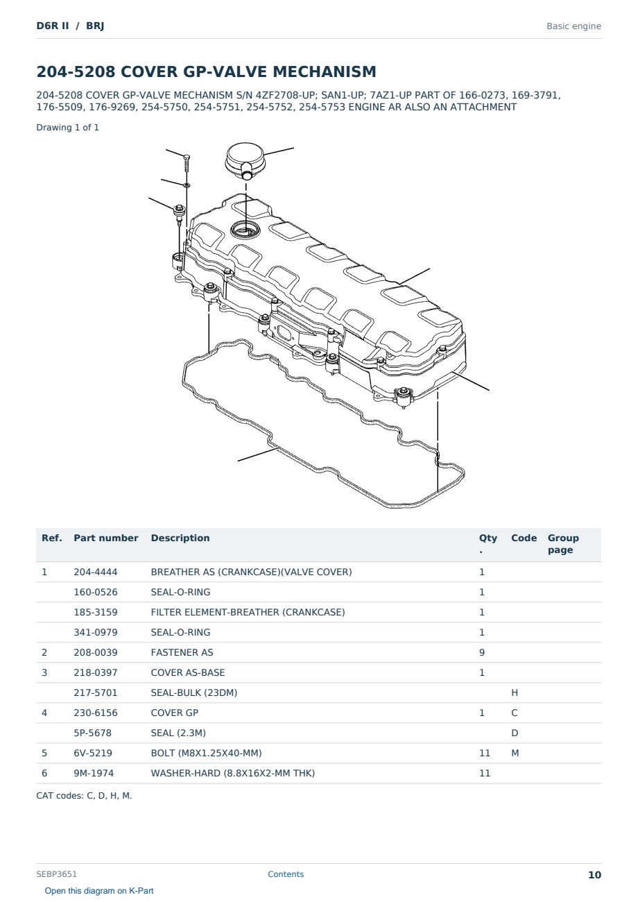 Caterpillar D6R II S/N BRJ Partsbook SEBP3651 (English) - sample page 10 of 10 Caterpillar D6R II S/N BRJ Partsbook SEBP3651 (English) - sample page 10 of 10