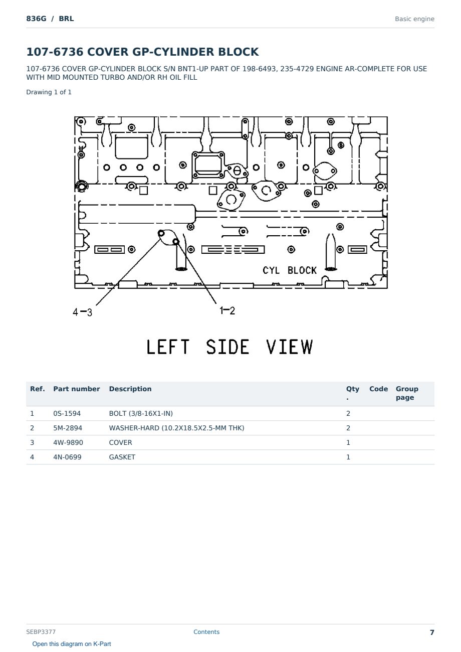 Caterpillar 836G S/N BRL Partsbook SEBP3377 (English) - sample page 7 of 10 Caterpillar 836G S/N BRL Partsbook SEBP3377 (English) - sample page 7 of 10