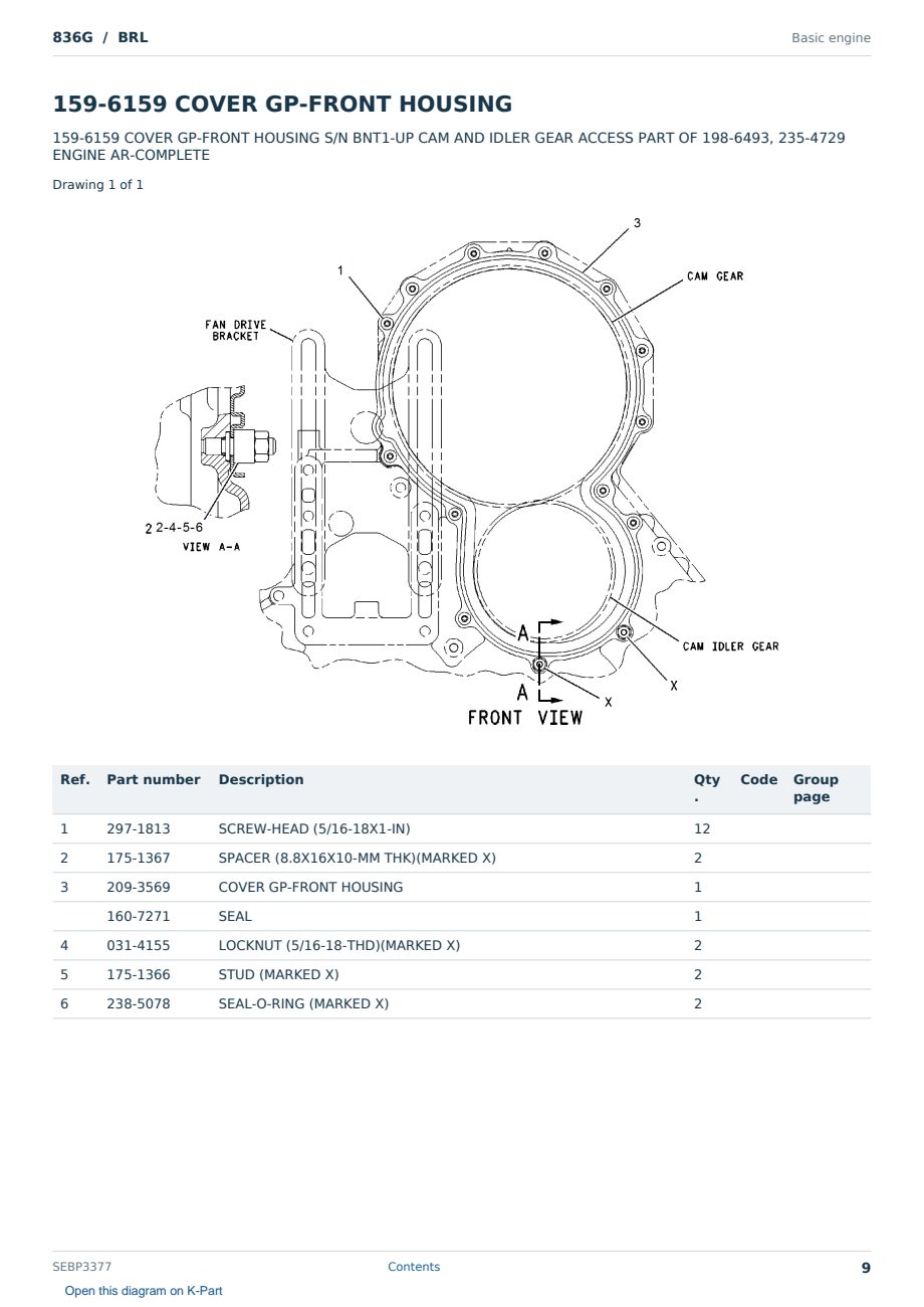 Caterpillar 836G S/N BRL Partsbook SEBP3377 (English) - sample page 9 of 10 Caterpillar 836G S/N BRL Partsbook SEBP3377 (English) - sample page 9 of 10