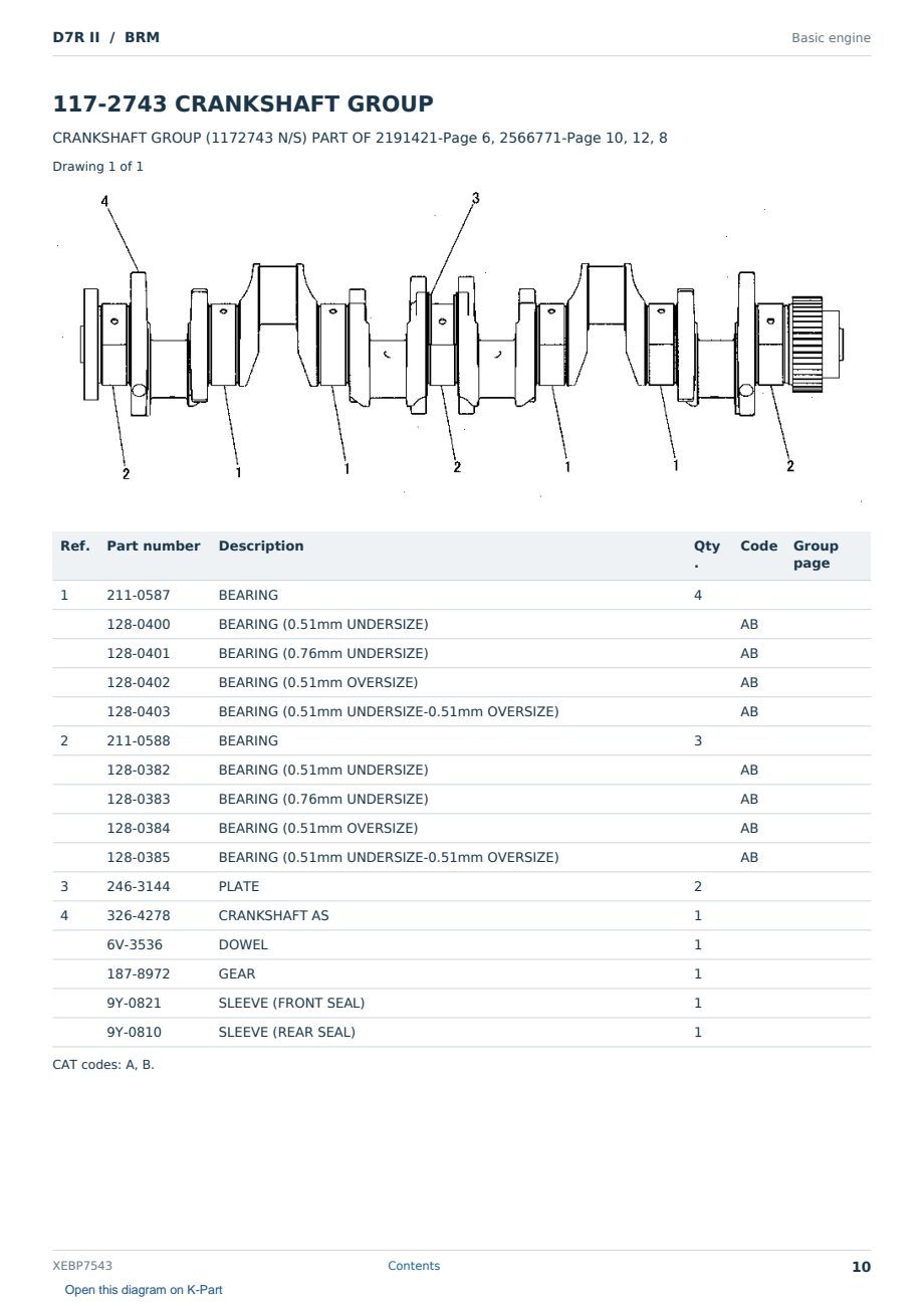 Caterpillar D7R II S/N BRM Partsbook XEBP7543 (English) - sample page 10 of 10 Caterpillar D7R II S/N BRM Partsbook XEBP7543 (English) - sample page 10 of 10