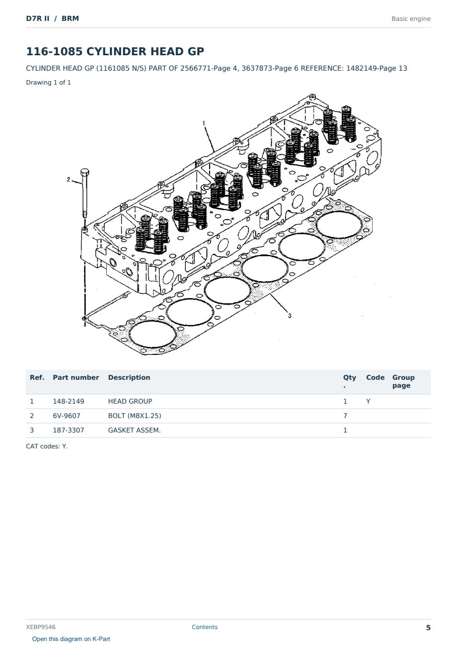 Caterpillar D7R II S/N BRM Partsbook XEBP9546 (English) - sample page 5 of 10 Caterpillar D7R II S/N BRM Partsbook XEBP9546 (English) - sample page 5 of 10