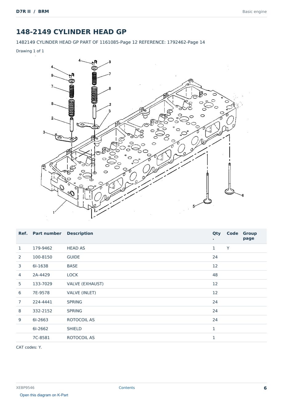 Caterpillar D7R II S/N BRM Partsbook XEBP9546 (English) - sample page 6 of 10 Caterpillar D7R II S/N BRM Partsbook XEBP9546 (English) - sample page 6 of 10