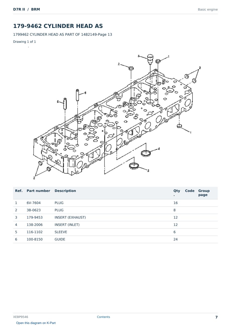 Caterpillar D7R II S/N BRM Partsbook XEBP9546 (English) - sample page 7 of 10 Caterpillar D7R II S/N BRM Partsbook XEBP9546 (English) - sample page 7 of 10