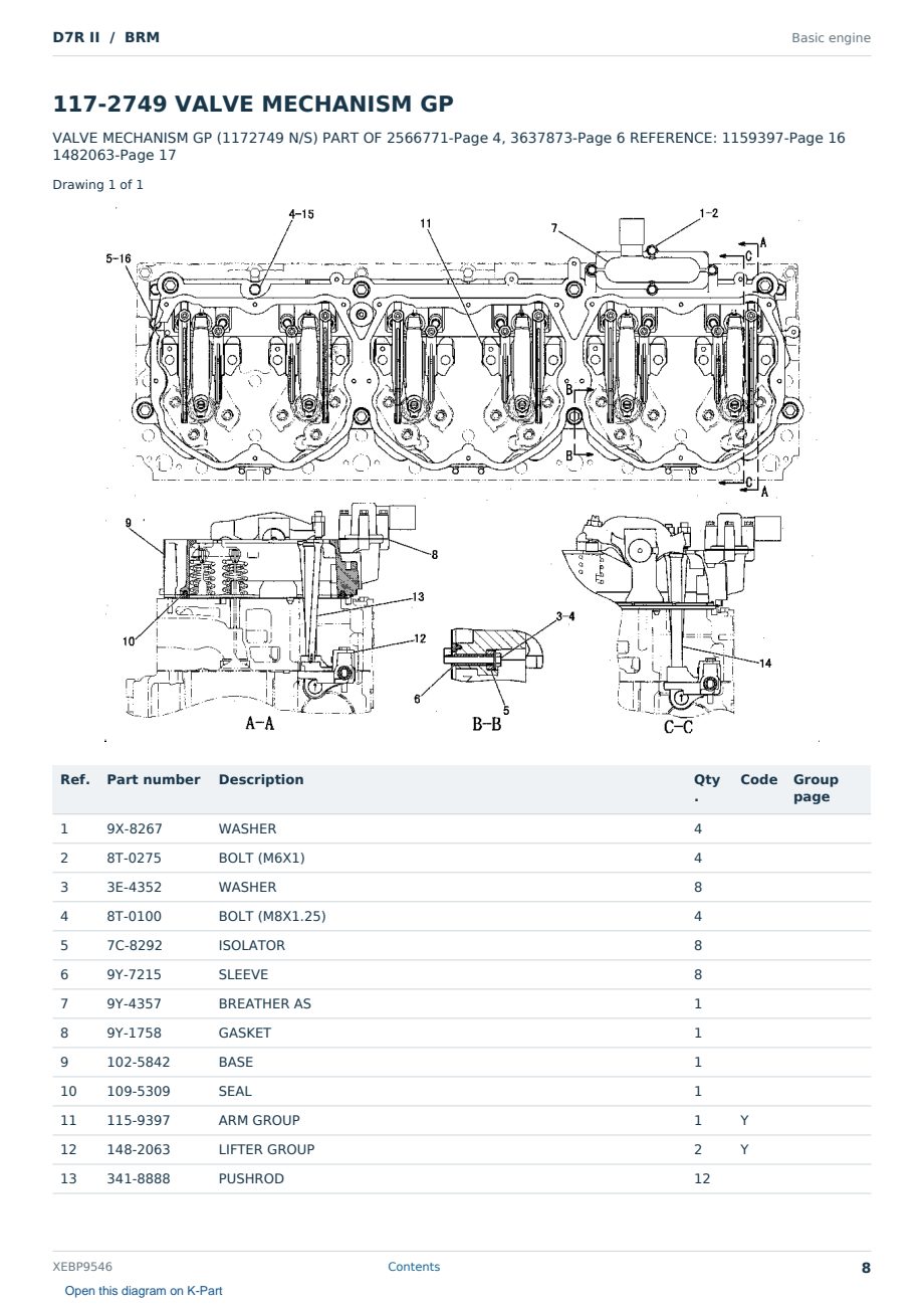 Caterpillar D7R II S/N BRM Partsbook XEBP9546 (English) - sample page 8 of 10 Caterpillar D7R II S/N BRM Partsbook XEBP9546 (English) - sample page 8 of 10