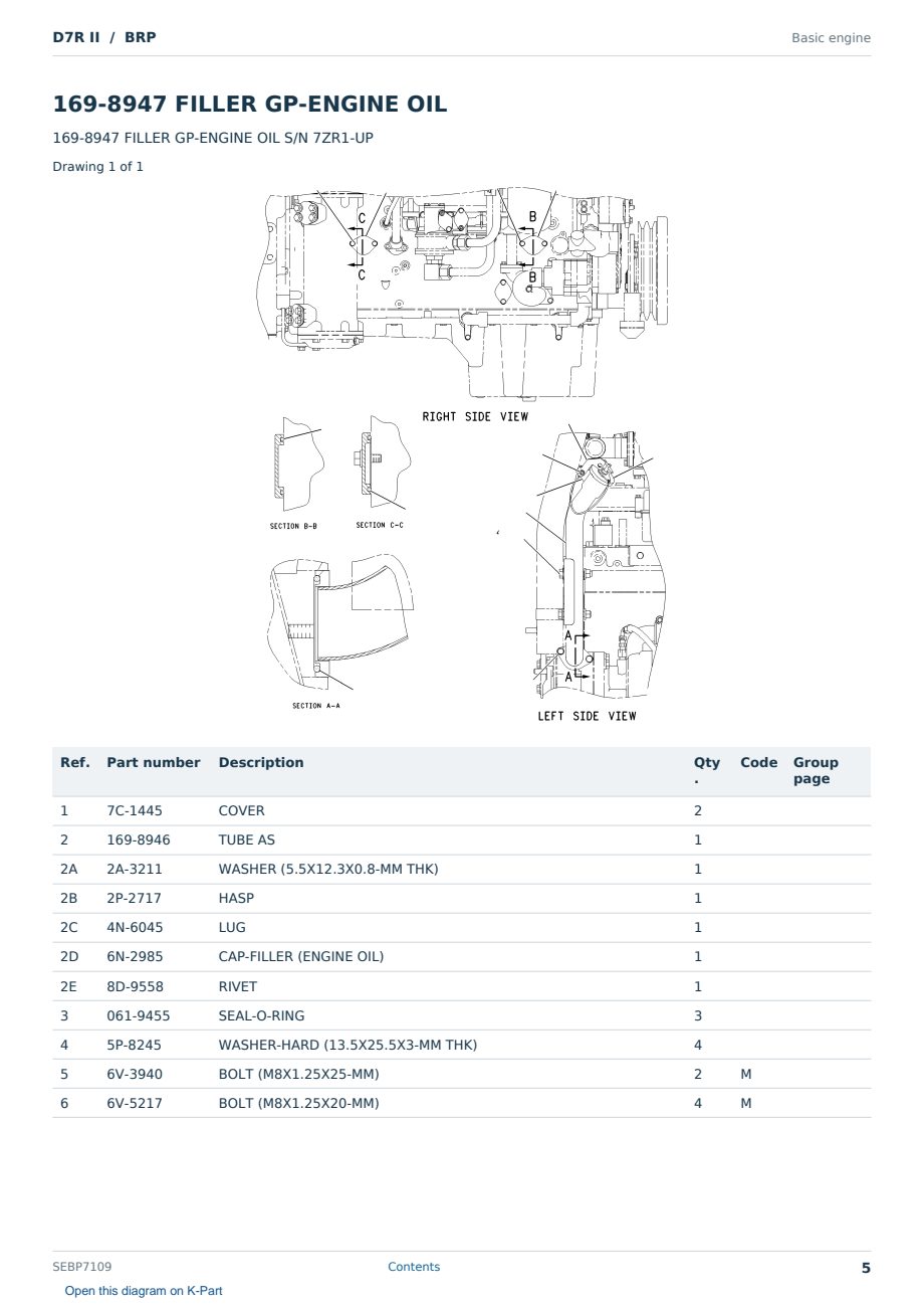 Caterpillar D7R II S/N BRP Partsbook SEBP7109 (English) - sample page 5 of 10 Caterpillar D7R II S/N BRP Partsbook SEBP7109 (English) - sample page 5 of 10
