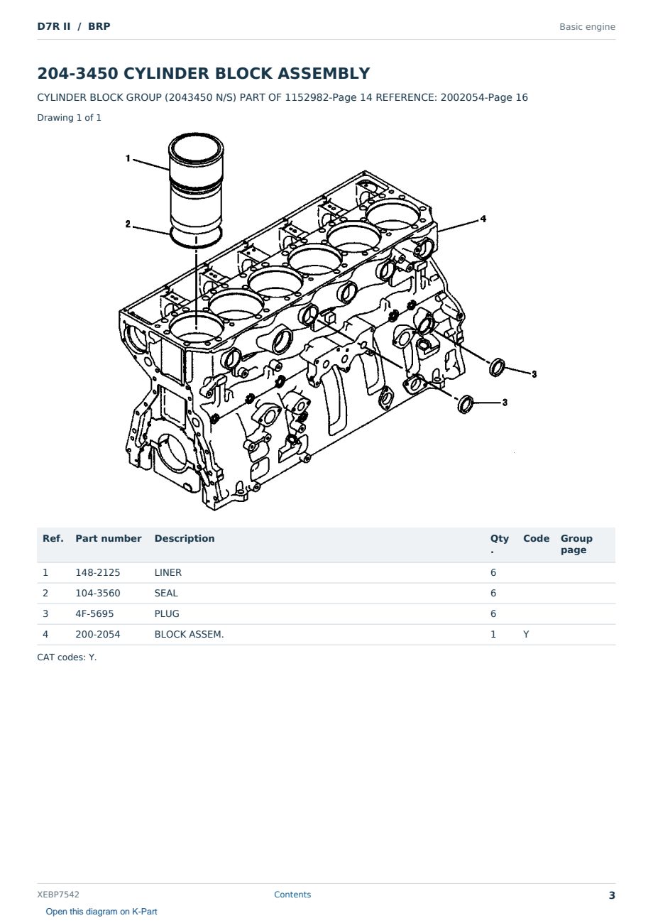Caterpillar D7R II S/N BRP Partsbook XEBP7542 (English) - sample page 3 of 10 Caterpillar D7R II S/N BRP Partsbook XEBP7542 (English) - sample page 3 of 10