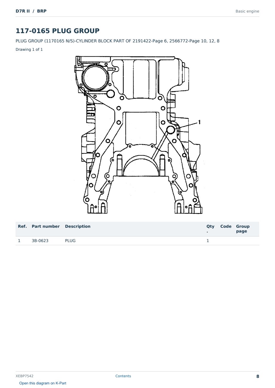 Caterpillar D7R II S/N BRP Partsbook XEBP7542 (English) - sample page 8 of 10 Caterpillar D7R II S/N BRP Partsbook XEBP7542 (English) - sample page 8 of 10