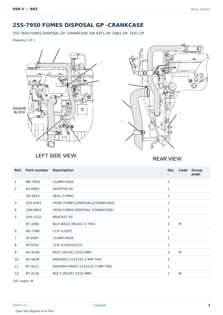 Caterpillar D6R II S/N BRZ Partsbook SEBP7111 (English) - sample page 7 of 10 Caterpillar D6R II S/N BRZ Partsbook SEBP7111 (English) - sample page 7 of 10
