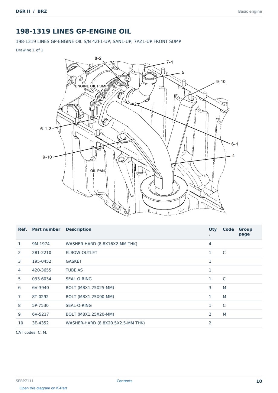 Caterpillar D6R II S/N BRZ Partsbook SEBP7111 (English) - sample page 10 of 10 Caterpillar D6R II S/N BRZ Partsbook SEBP7111 (English) - sample page 10 of 10