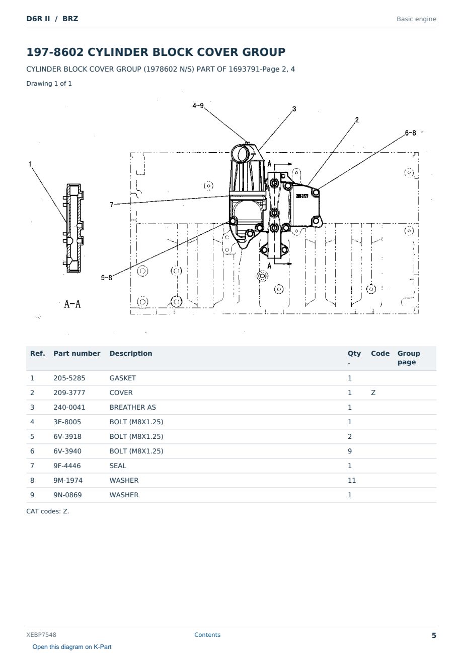 Caterpillar D6R II S/N BRZ Partsbook XEBP7548 (English) - sample page 5 of 10 Caterpillar D6R II S/N BRZ Partsbook XEBP7548 (English) - sample page 5 of 10