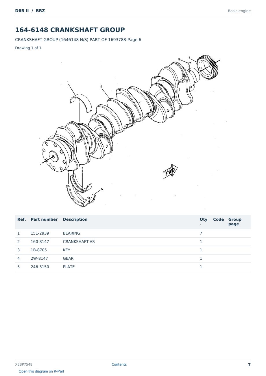Caterpillar D6R II S/N BRZ Partsbook XEBP7548 (English) - sample page 7 of 10 Caterpillar D6R II S/N BRZ Partsbook XEBP7548 (English) - sample page 7 of 10
