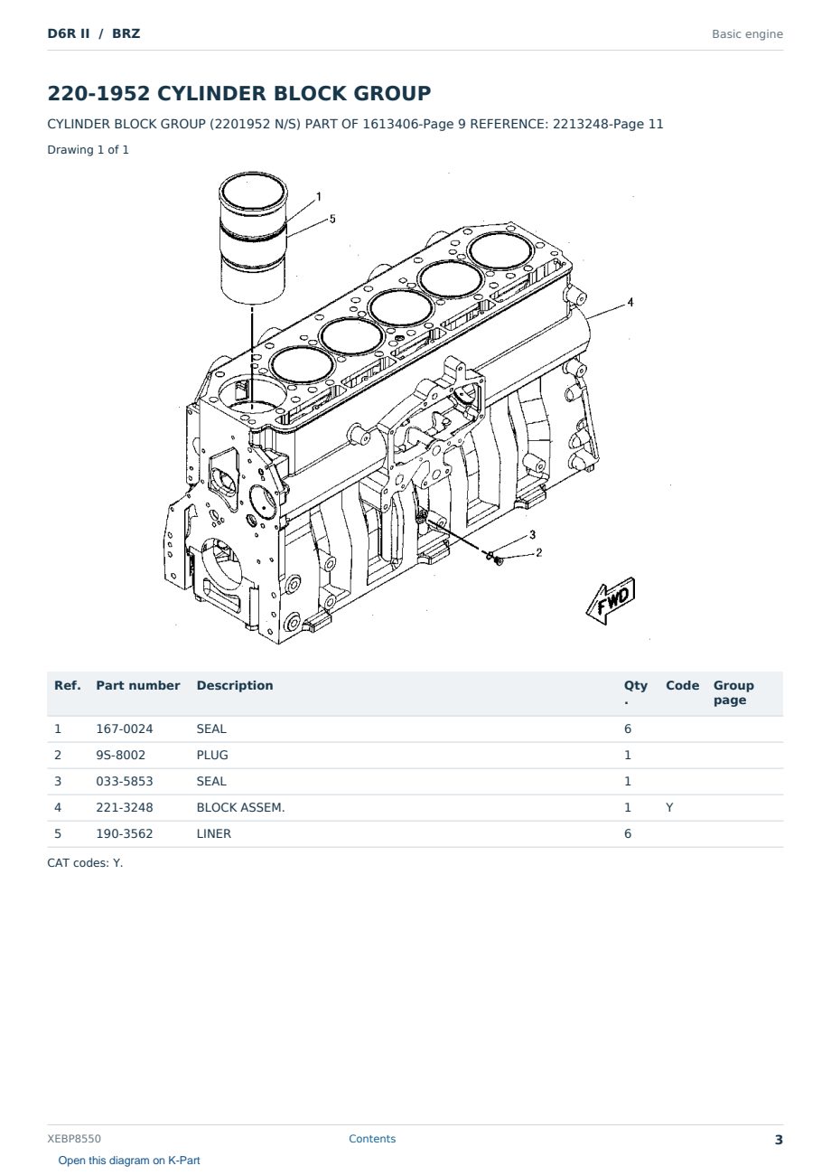Caterpillar D6R II S/N BRZ Partsbook XEBP8550 (English) - sample page 3 of 10 Caterpillar D6R II S/N BRZ Partsbook XEBP8550 (English) - sample page 3 of 10