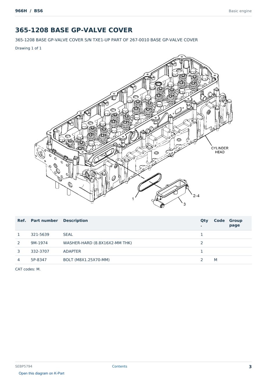 Caterpillar 966H S/N BS6 Partsbook SEBP5794 (English) - sample page 3 of 10 Caterpillar 966H S/N BS6 Partsbook SEBP5794 (English) - sample page 3 of 10
