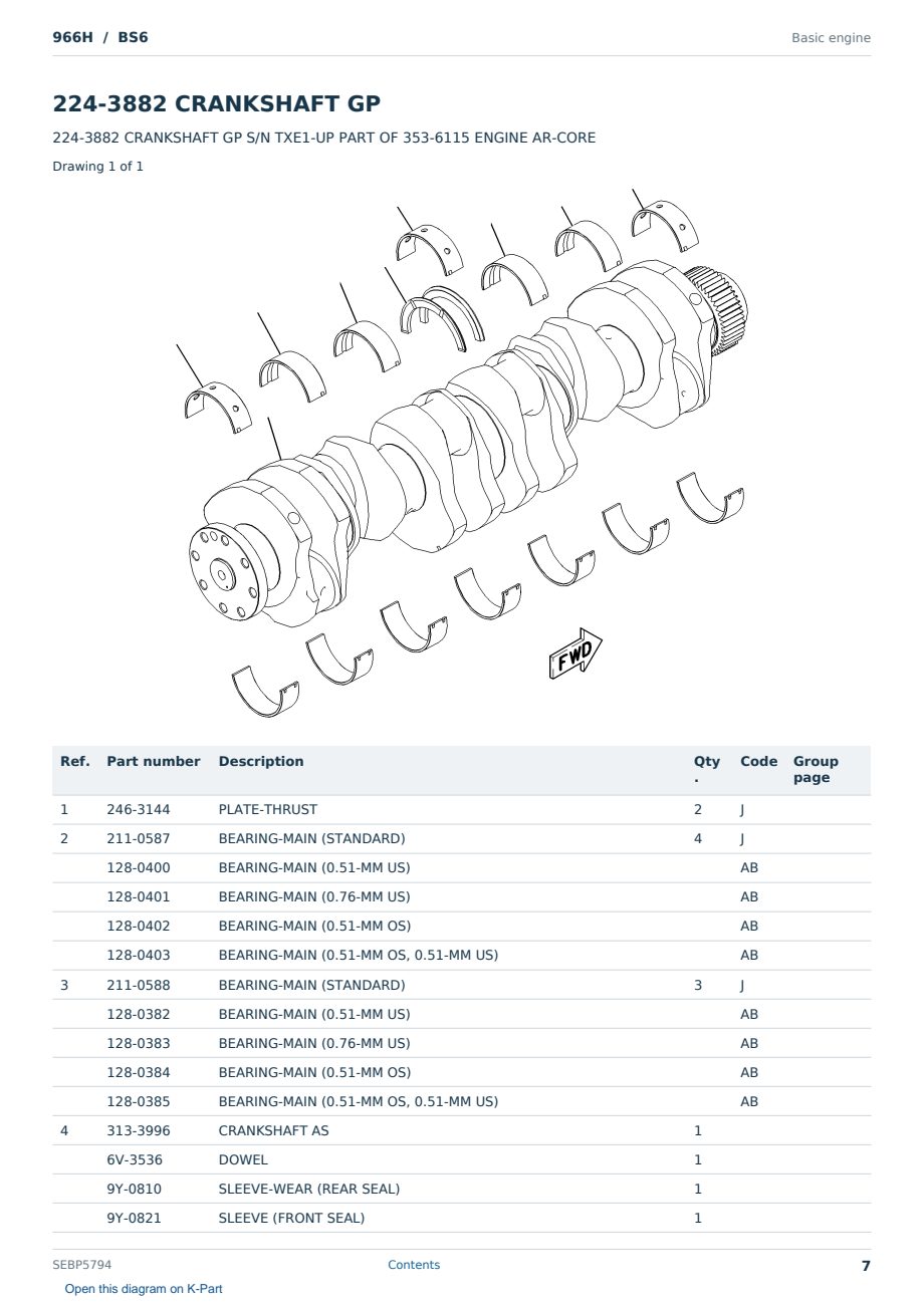 Caterpillar 966H S/N BS6 Partsbook SEBP5794 (English) - sample page 7 of 10 Caterpillar 966H S/N BS6 Partsbook SEBP5794 (English) - sample page 7 of 10