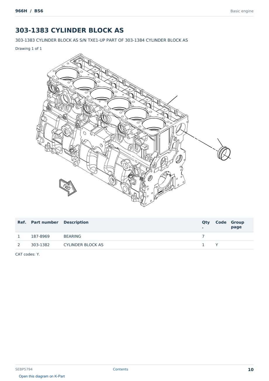 Caterpillar 966H S/N BS6 Partsbook SEBP5794 (English) - sample page 10 of 10 Caterpillar 966H S/N BS6 Partsbook SEBP5794 (English) - sample page 10 of 10