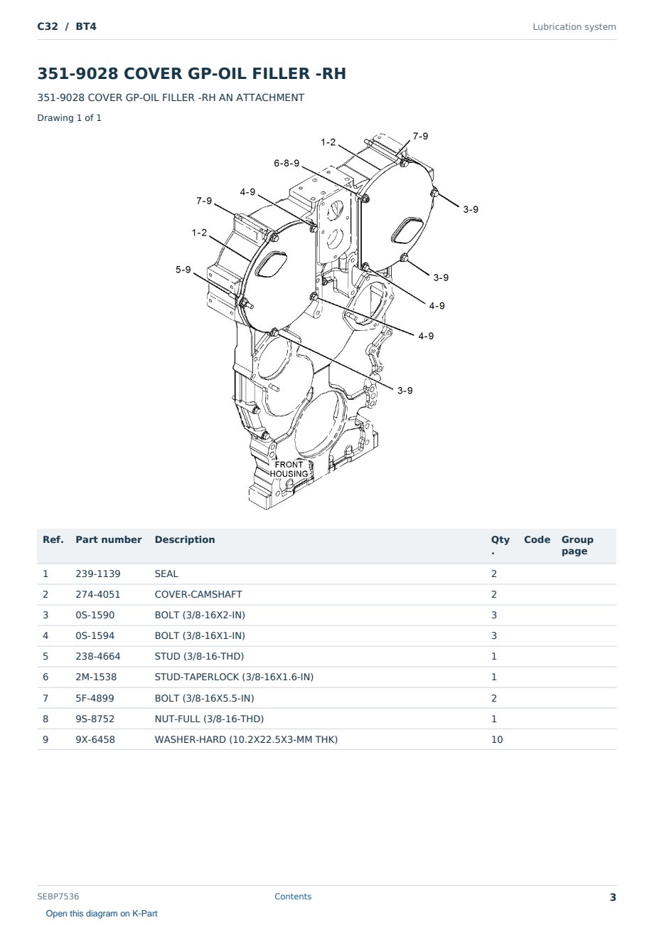 Caterpillar C32 S/N BT4 Partsbook SEBP7536 (English) - sample page 3 of 10 Caterpillar C32 S/N BT4 Partsbook SEBP7536 (English) - sample page 3 of 10