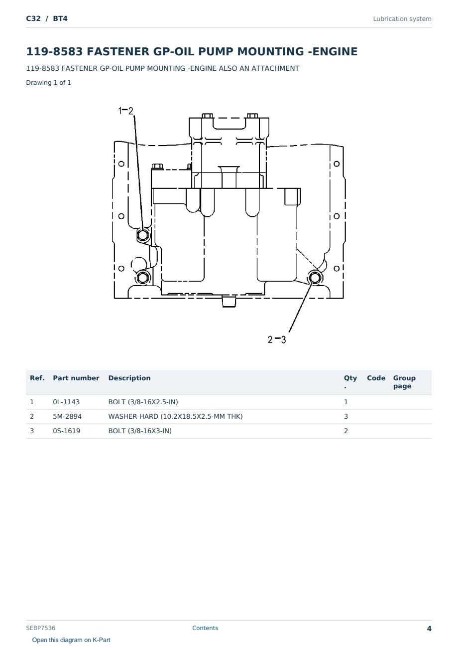 Caterpillar C32 S/N BT4 Partsbook SEBP7536 (English) - sample page 4 of 10 Caterpillar C32 S/N BT4 Partsbook SEBP7536 (English) - sample page 4 of 10